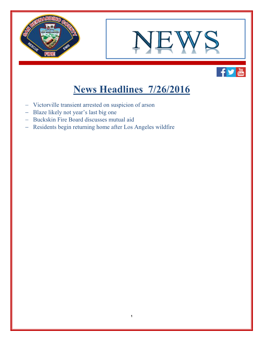 News Headlines 7/26/2016