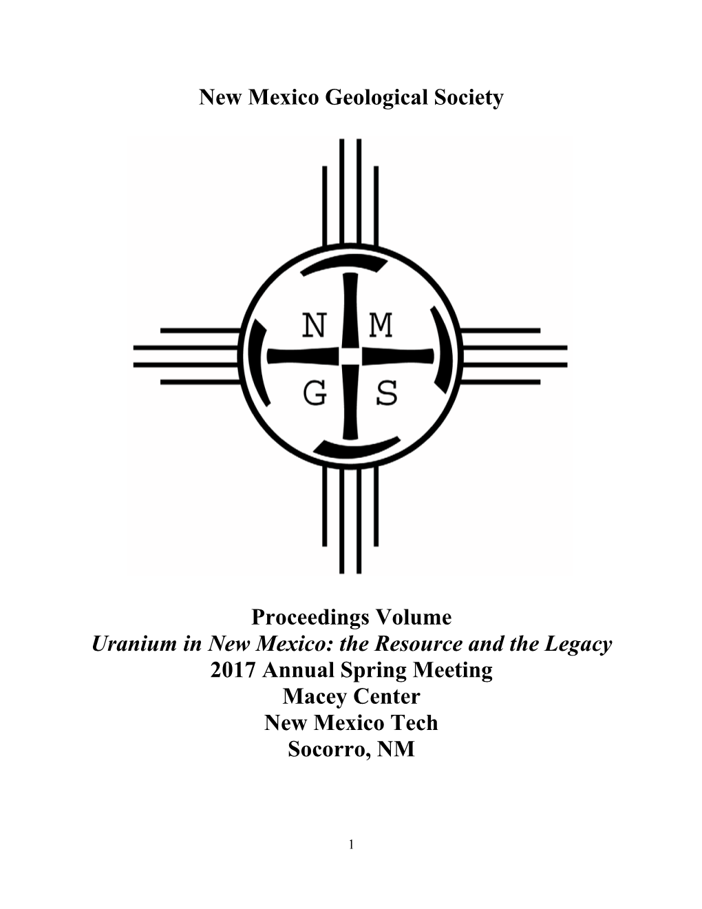 New Mexico Geological Society Proceedings Volume Uranium In