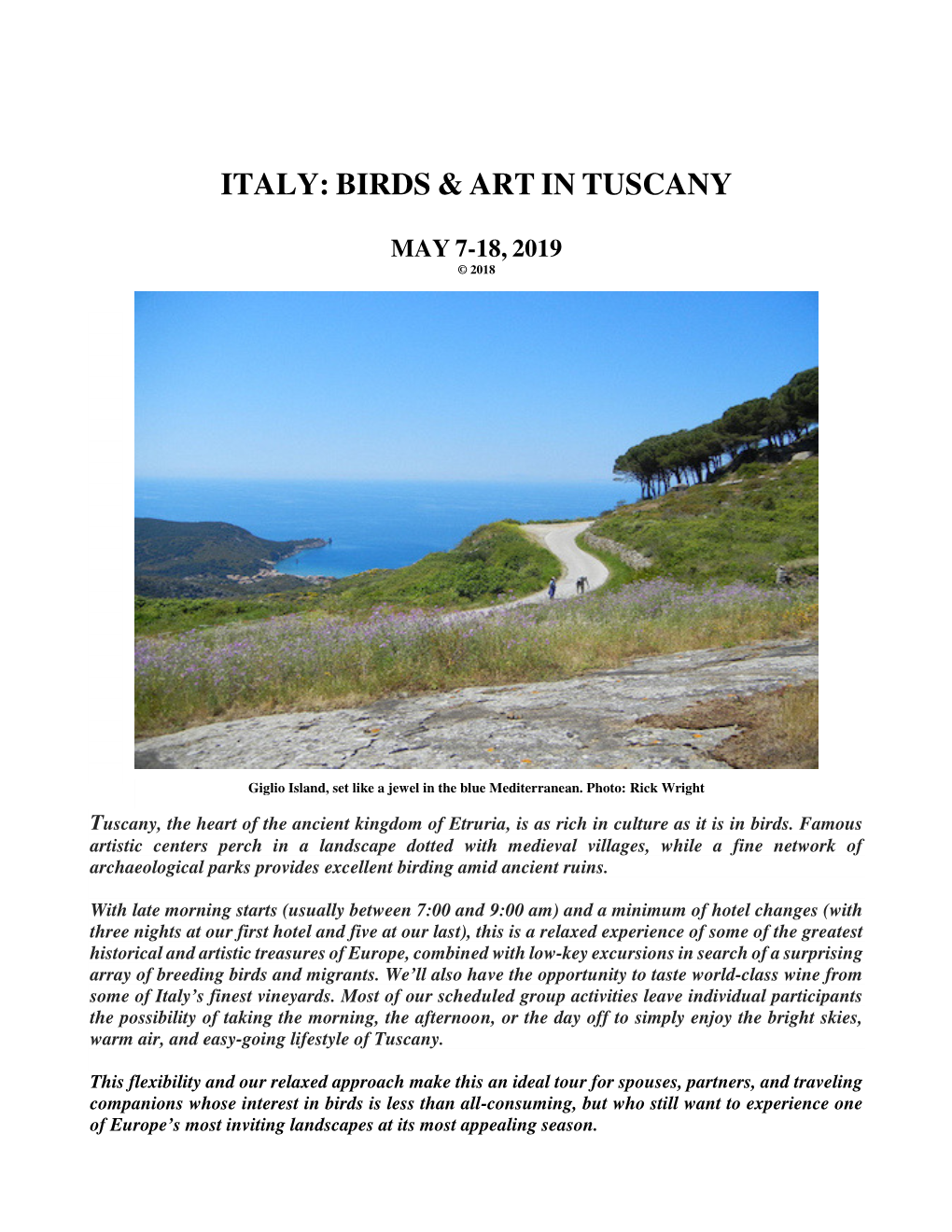 Italy: Birds & Art in Tuscany