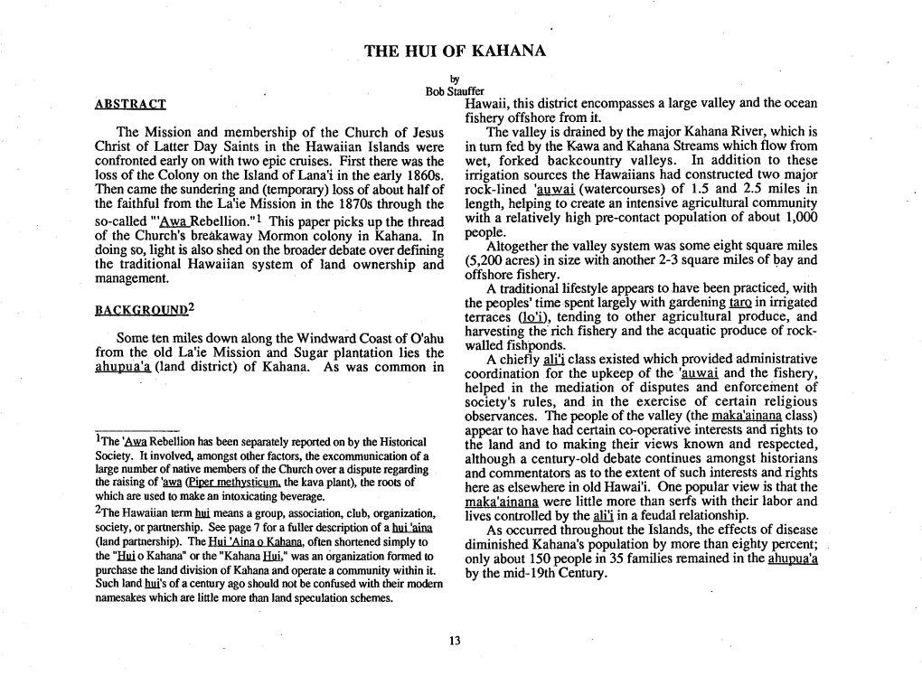 The Hui of Kahana