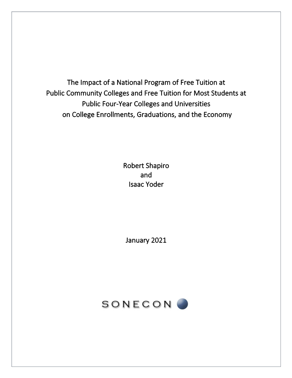 The Impact of a National Program of Free Tuition at Public Community