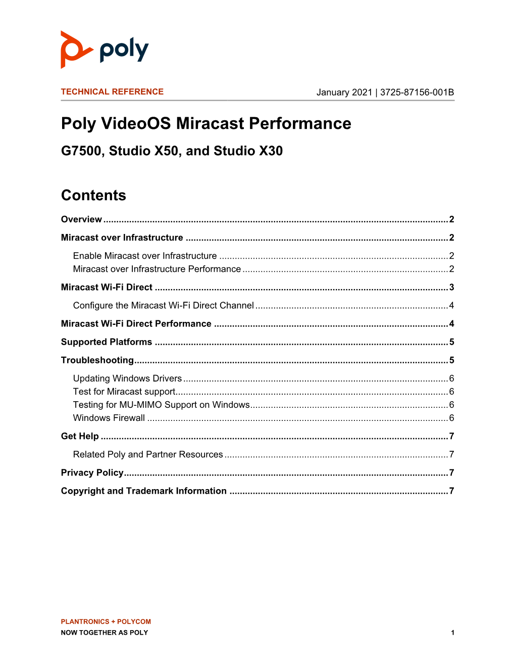 Poly Videoos Miracast Performance Technical Reference
