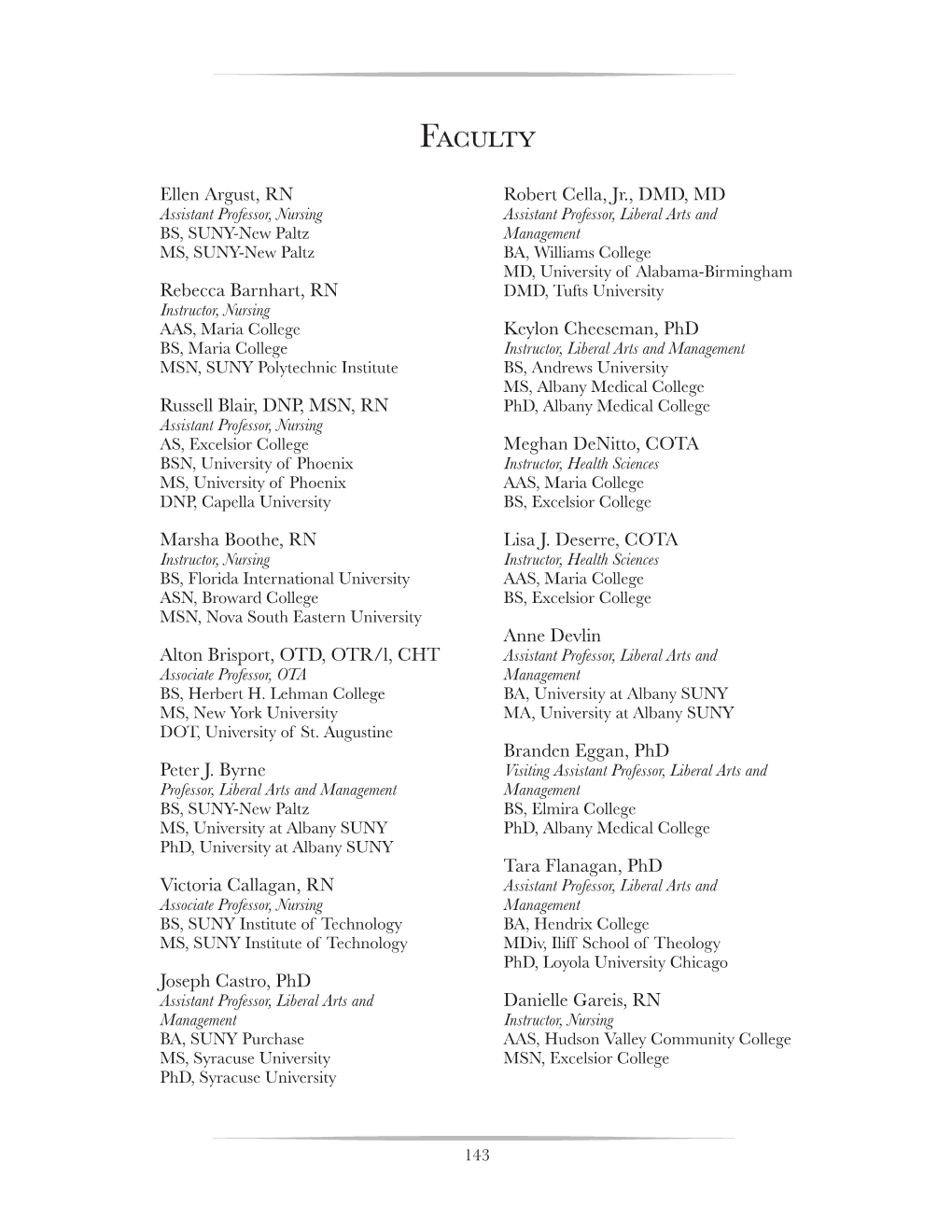 Faculty List