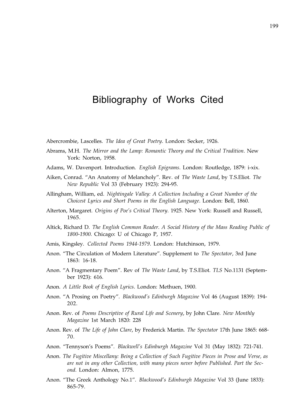 Bibliography of Works Cited