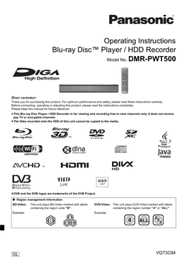 Operating Instructions Blu-Ray Disc™ Player / HDD Recorder Model No