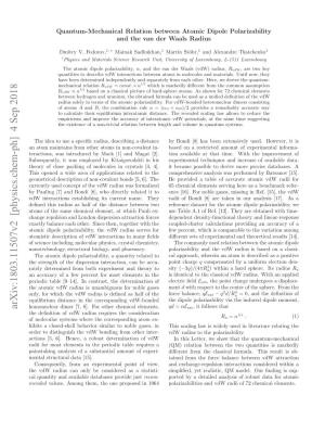 Quantum-Mechanical Relation Between Atomic Dipole Polarizability and the Van Der Waals Radius (Supplemental Material)