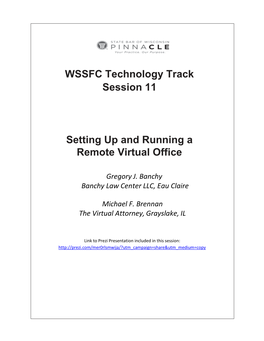 WSSFC Technology Track Session 11 Setting up and Running a Remote Virtual Office