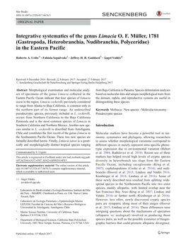 Integrative Systematics of the Genus Limacia in the Eastern Pacific