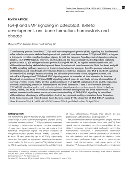TGF-Β and BMP Signaling in Osteoblast, Skeletal Development, and Bone Formation, Homeostasis and Disease