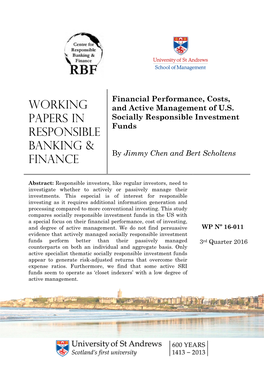 Financial Performance, Costs, and Active Management of US Socially Responsible Investment Funds