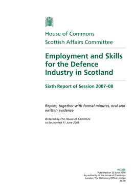 Employment and Skills for the Defence Industry in Scotland