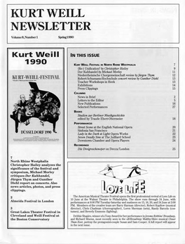 Kurt Weill Newsletter