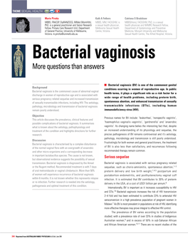 Bacterial Vaginosis – More Questions Than Answers