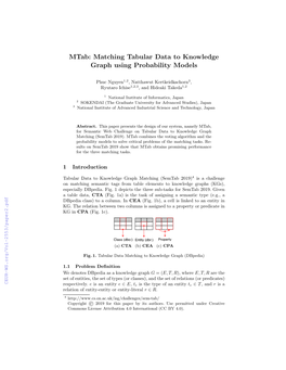 Mtab: Matching Tabular Data to Knowledge Graph Using Probability Models