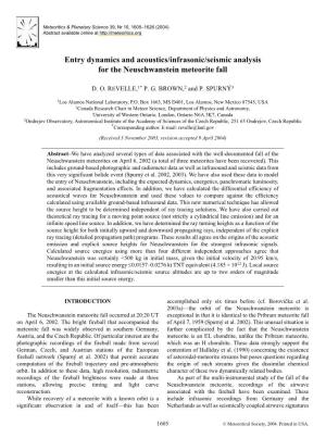 Entry Dynamics and Acoustics/Infrasonic/Seismic Analysis for the Neuschwanstein Meteorite Fall