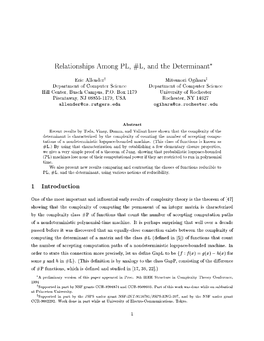 Relationships Among PL, #L, and the Determinant