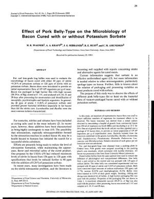 Effect of Pork Belly-Type on the Microbiology of Bacon Cured with Or Without Potassium Sorbate