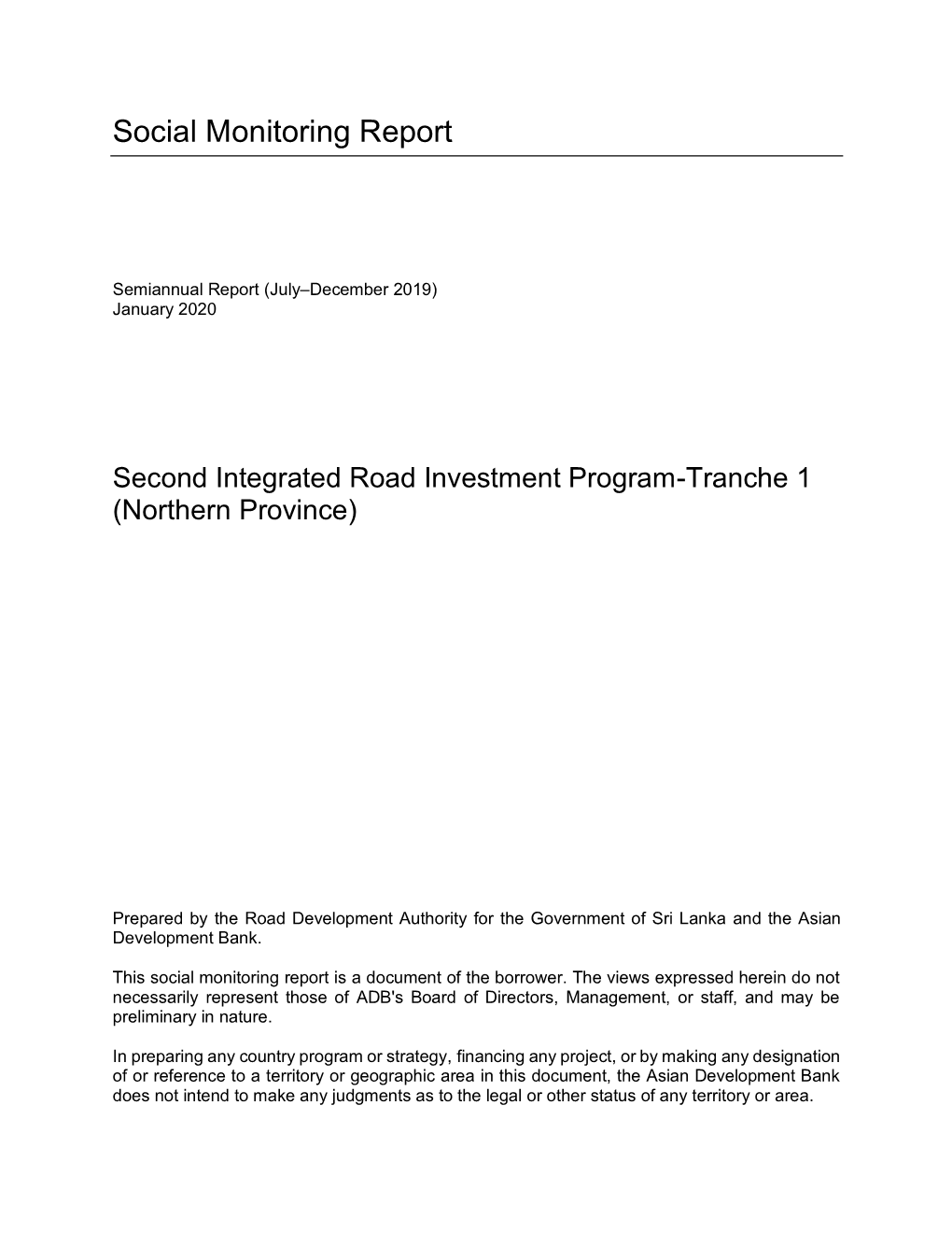 Adb Funded Integrated Road Investment Program