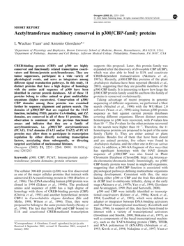 Acetyltransferase Machinery Conserved in P300/CBP-Family Proteins