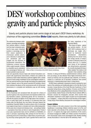DESY Workshop Combines Gravity and Particle Physics