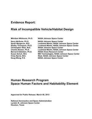 Evidence Report: Risk of Incompatible Vehicle/Habitat Design Human