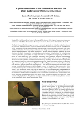 A Global Assessment of the Conservation Status of the Black Oystercatcher Haematopus Bachmani