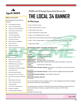 THE LOCAL 34 BANNER Job Classifications Covered by Our Contract in This Issue