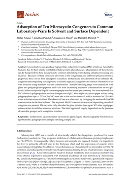 Adsorption of Ten Microcystin Congeners to Common Laboratory-Ware Is Solvent and Surface Dependent