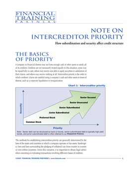Note on Intercreditor Priority How Subordination and Security Aﬀect Credit Structure