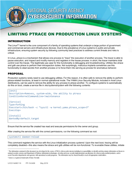 Limiting Ptrace on Production Linux Systems