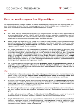 Focus On: Sanctions Against Iran, Libya and Syria July 2011