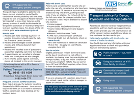 Transport Advice for Devon, Plymouth and Torbay Patients