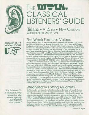 Tulane • 91.5 FM • New Orleans AUGUST-SEPTEMBER 1991
