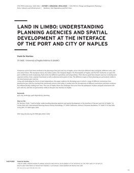 Understanding Planning Agencies and Spatial Development at the Interface of the Port and City of Naples