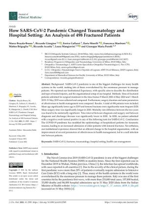 How SARS-Cov-2 Pandemic Changed Traumatology and Hospital Setting: an Analysis of 498 Fractured Patients