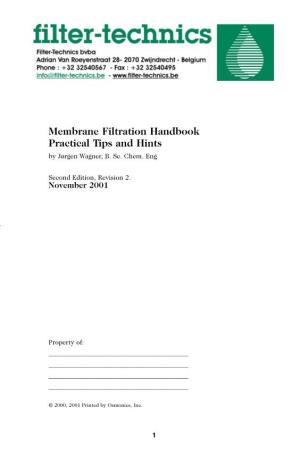 Membrane Filtration Handbook Practical Tips and Hints by Jørgen Wagner, B