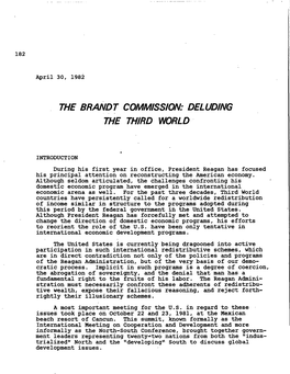 The Brandt Commission: Deluding the Third World