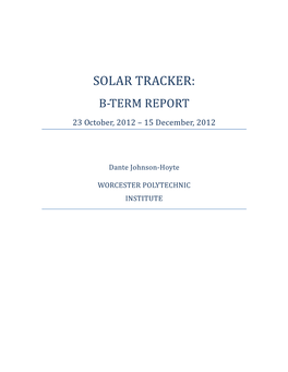 Solar Tracker: B-Term Report