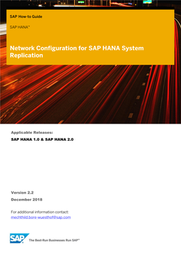 Network Configuration for SAP HANA System Replication