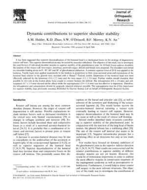 Dynamic Contributions to Superior Shoulder Stability A.M