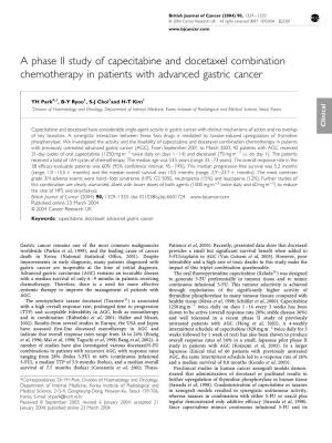 A Phase II Study of Capecitabine and Docetaxel Combination Chemotherapy in Patients with Advanced Gastric Cancer