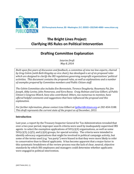 Clarifying IRS Rules on Political Intervention Drafting