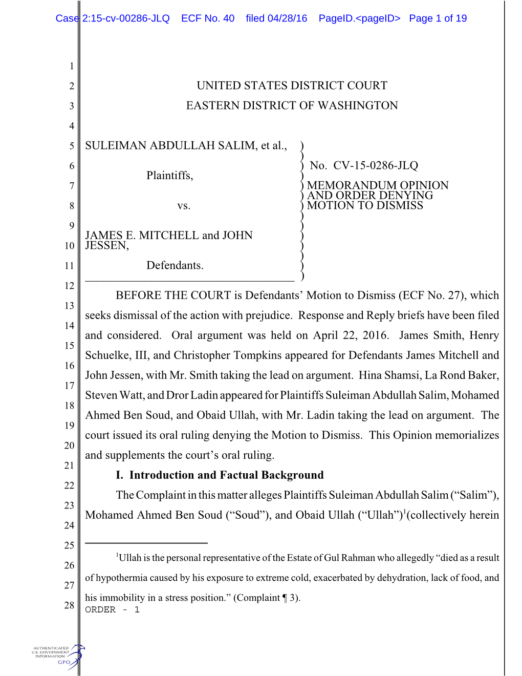 United States District Court Eastern District Of