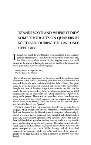 Some Thoughts on Quakers in Scotland During the Last Half Century