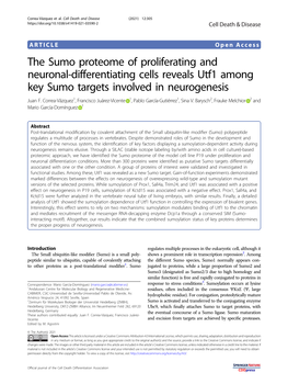 The Sumo Proteome of Proliferating and Neuronal-Differentiating Cells Reveals Utf1 Among Key Sumo Targets Involved in Neurogenesis Juan F