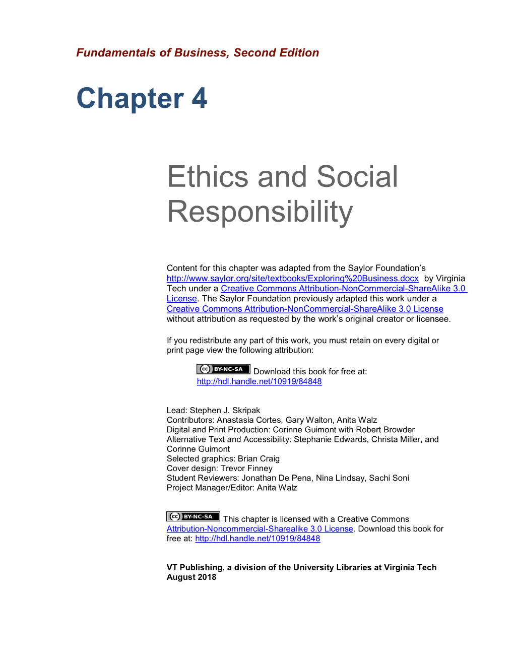 Ethics and Social Responsibility