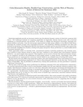 Color-Kinematics Duality, Double-Copy Construction, and the Web of Theories: Letter of Interest for Snowmass 2021