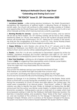 IN TOUCH” Issue 21, 30 December 2020