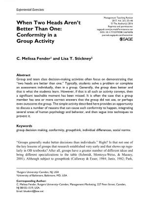 When Two Heads Aren't Better Than One: Conformity in a Group Activity