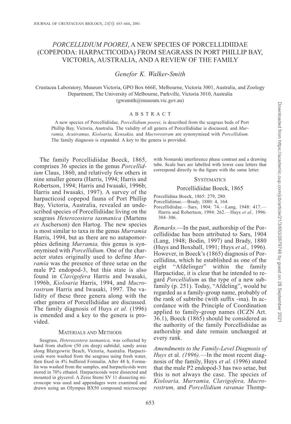 Copepoda: Harpacticoida) from Seagrass in Port Phillip Bay, Victoria, Australia, and a Review of the Family